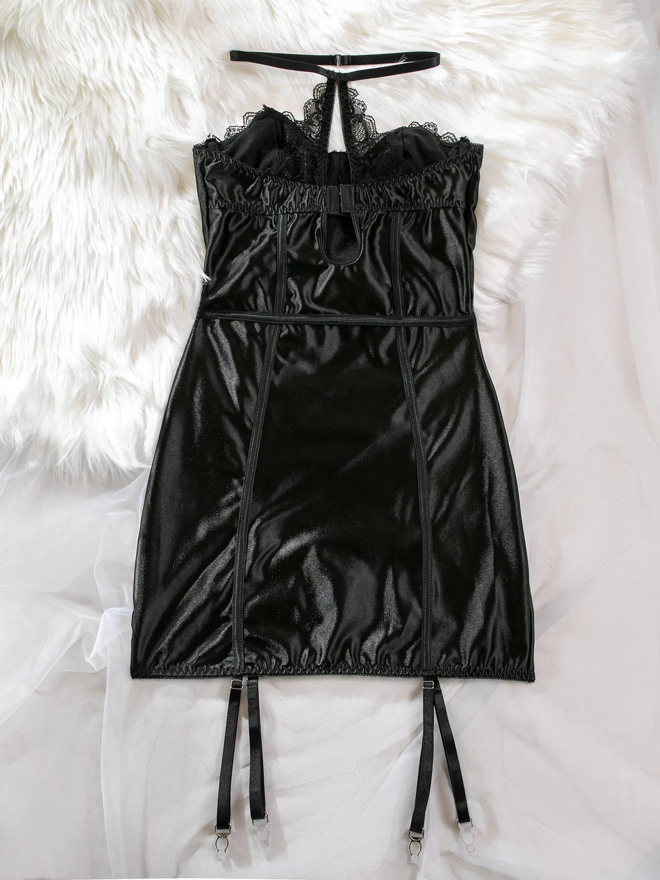 Wholesale See Through Mesh Strapless One Piece Underwear Set Sexy Lace Patchwork Lingerie