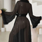 Wholesale Long Sleeve Open Front Sleepwear Sexy See Through Shiny Silver Line Women's Robe