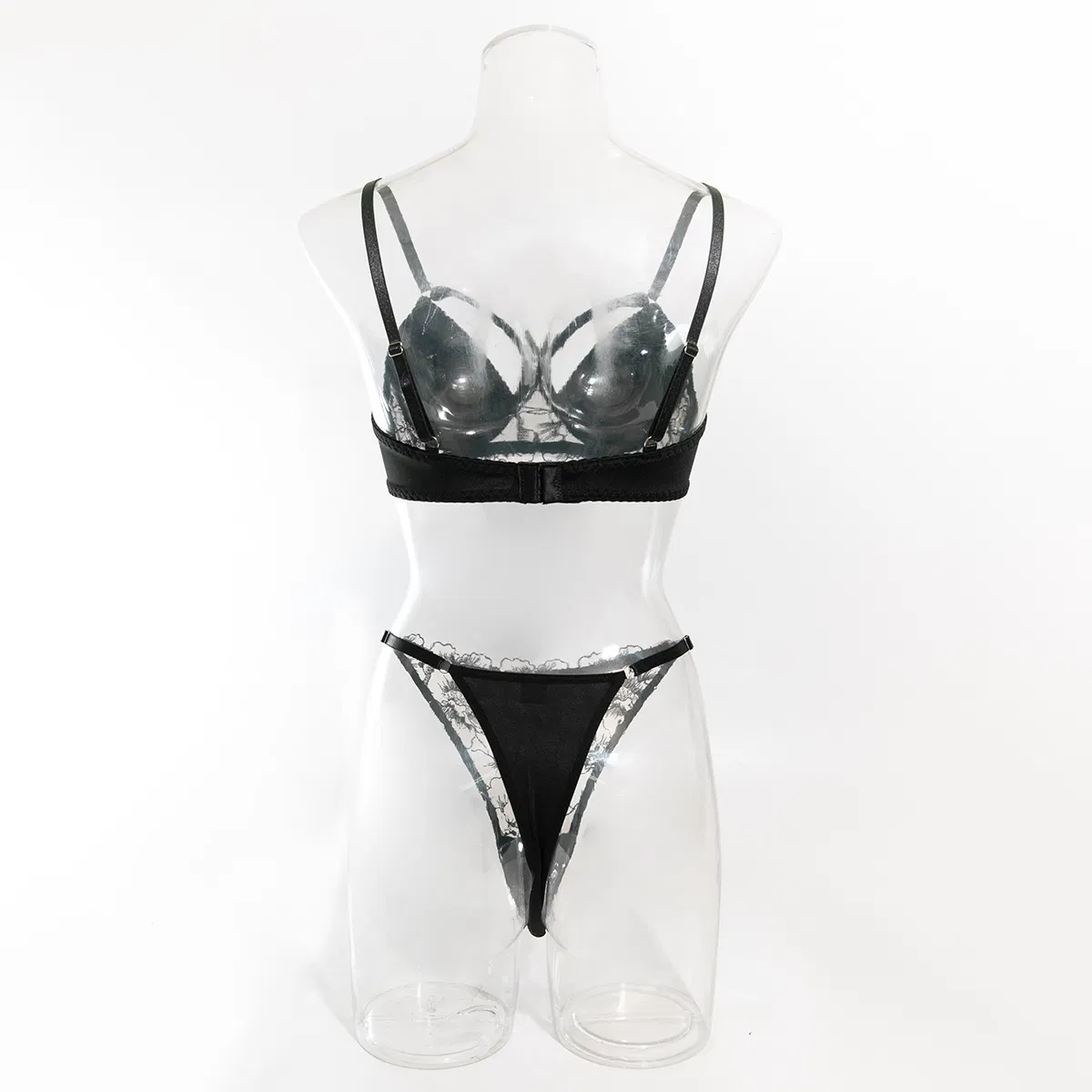 Wholesale Embroidered See-Through Mesh Underwear Set for Woman Sexy Hollow out 2PCS Lingerie