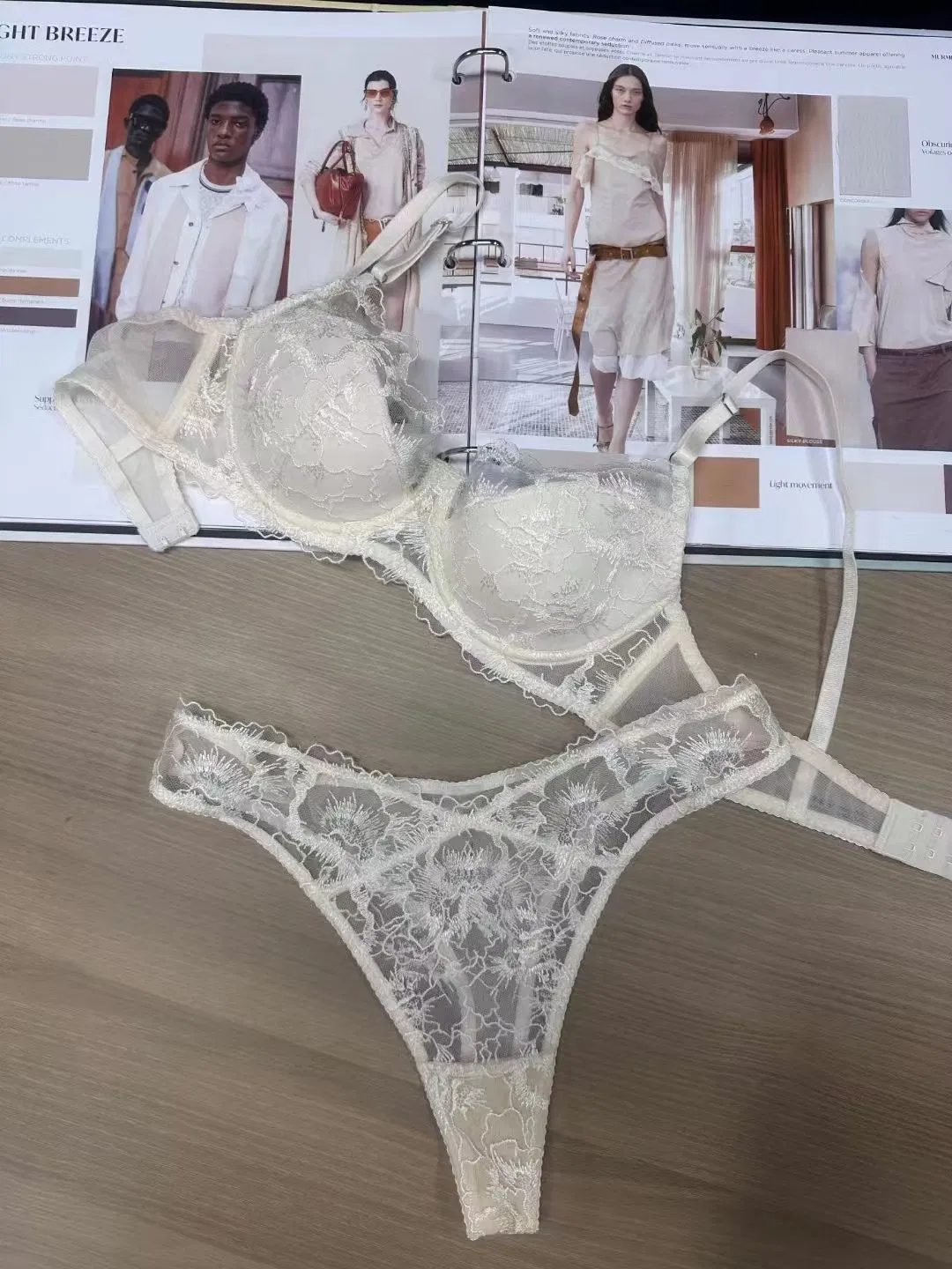 2025 Wholesale French Jacquard Embroidered Lace Trim Sexy Underwear Ultra-Thin Breathable Bra Lingerie