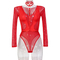 Wholesale Long Sleeved Transparent Mesh Woman Bra Set Sexy Thin Hanging V Neck Lingerie