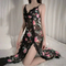 New Design See-Through Deep V Mesh Lace Nightwear Dress Sexy Suspender Woman Long Sleepwear