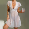 New Solid Color Polka DOT Sleepwear Dress Sexy V-Neck Transparent Woman Nightwear