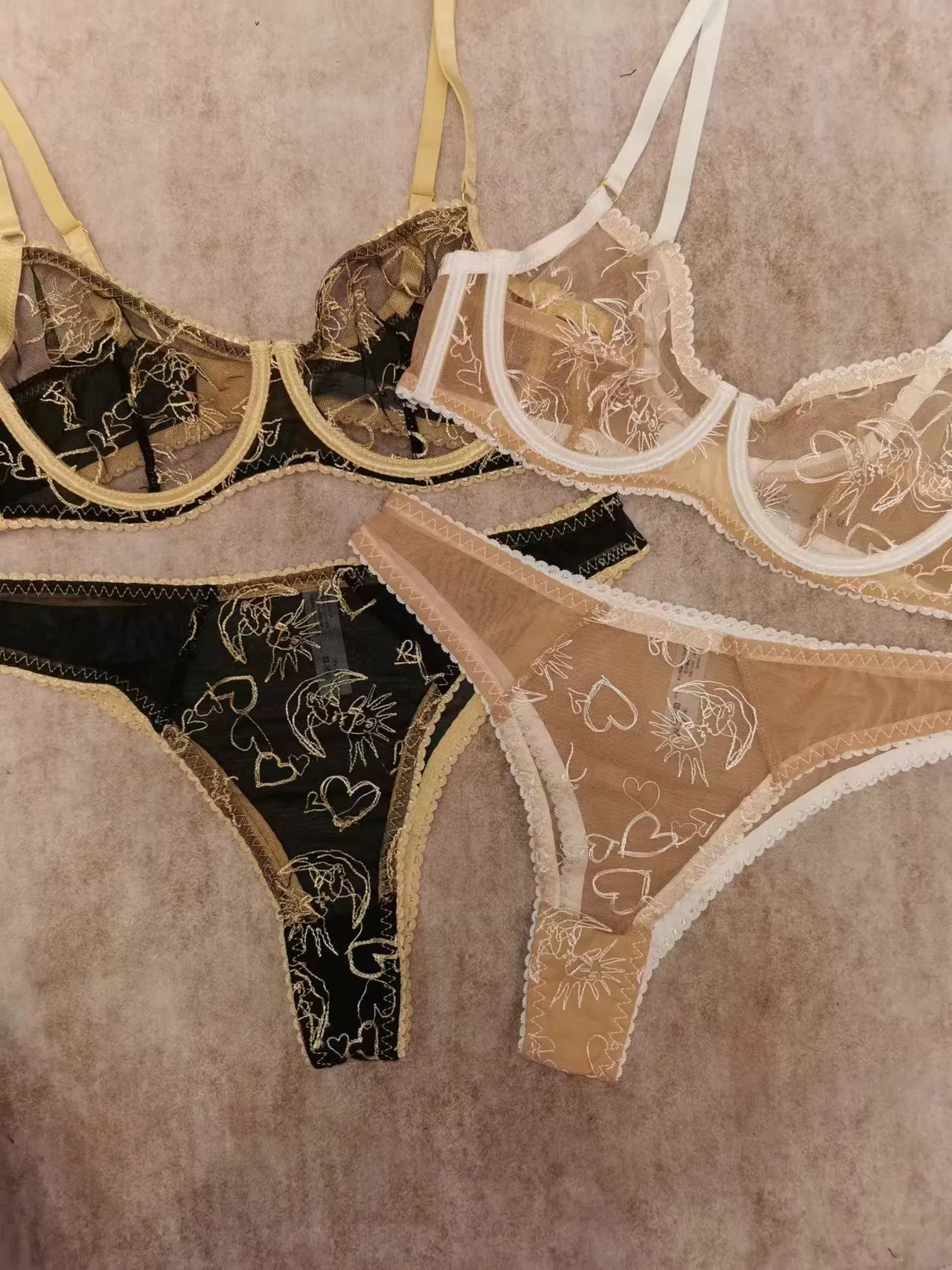 2025 Sexy Romantic Underwear Ultra-Thin Wholesale Embroidered Lace Bra Set Lingerie