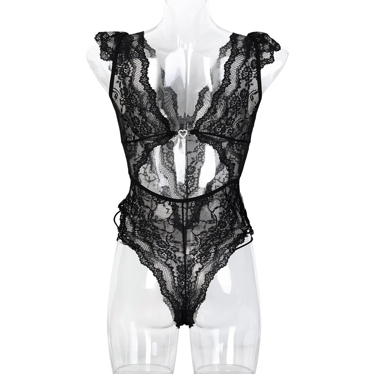 Sexy See-Through Mesh One Piece Underwear Set New Fashion Backless Embroidery Lingerie