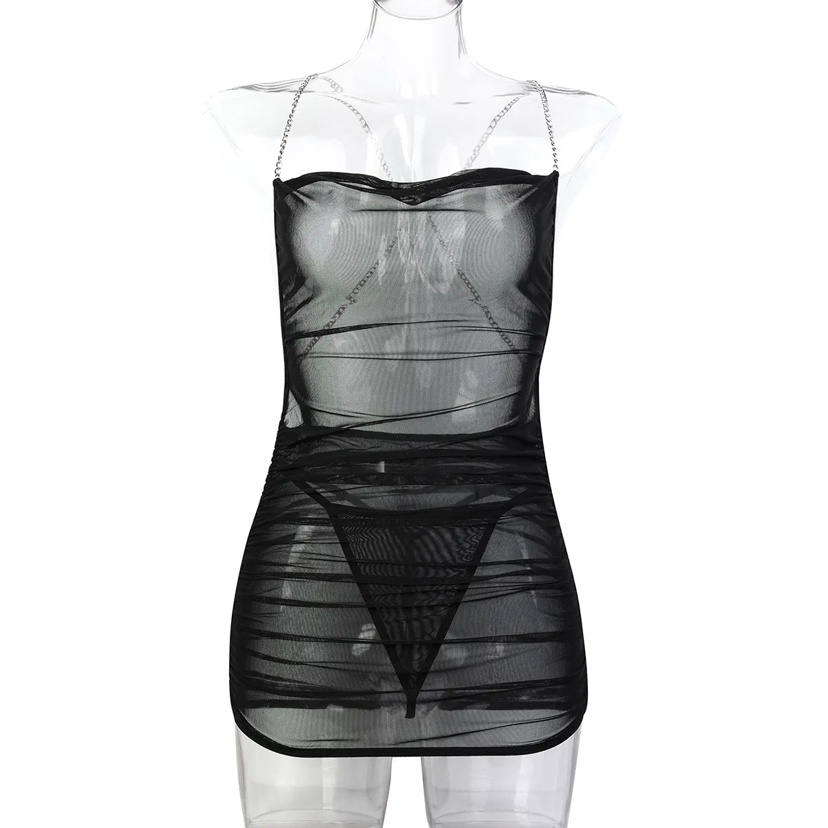 Hot Selling Mesh See-Through Suspender Bra Panty Sets Sexy Elastic Woman Lingerie