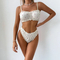 Sexy Ultra-Thin Underwear Set with Ruffles Shirring New Fashion Floral Print Woman Lingerie