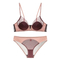 New Style Wholesale French Breathable Deep V Mesh Spliced Ultra-Thin Luxury for Women Soft Sexy Underwear Bra Set Lingerie
