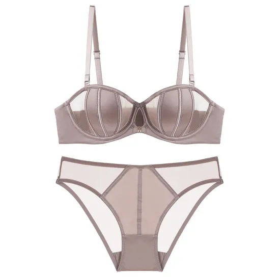 French Breathable Ultra-Thin Strapless Smooth and Seamless Women Soft Sexy Bra Set Underwear Lingerie