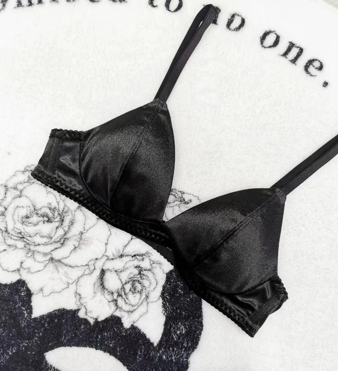 Hot Sell Underwear for Women Soft Bra Wholesale French Thin Velvet Triangular Cup Ultra-Thin Romantic Set Sexy Lingerie