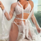Wholesale See-Through Mesh Long Leeve Sleepwear with Fur Sexy Solid Color Woman Robe