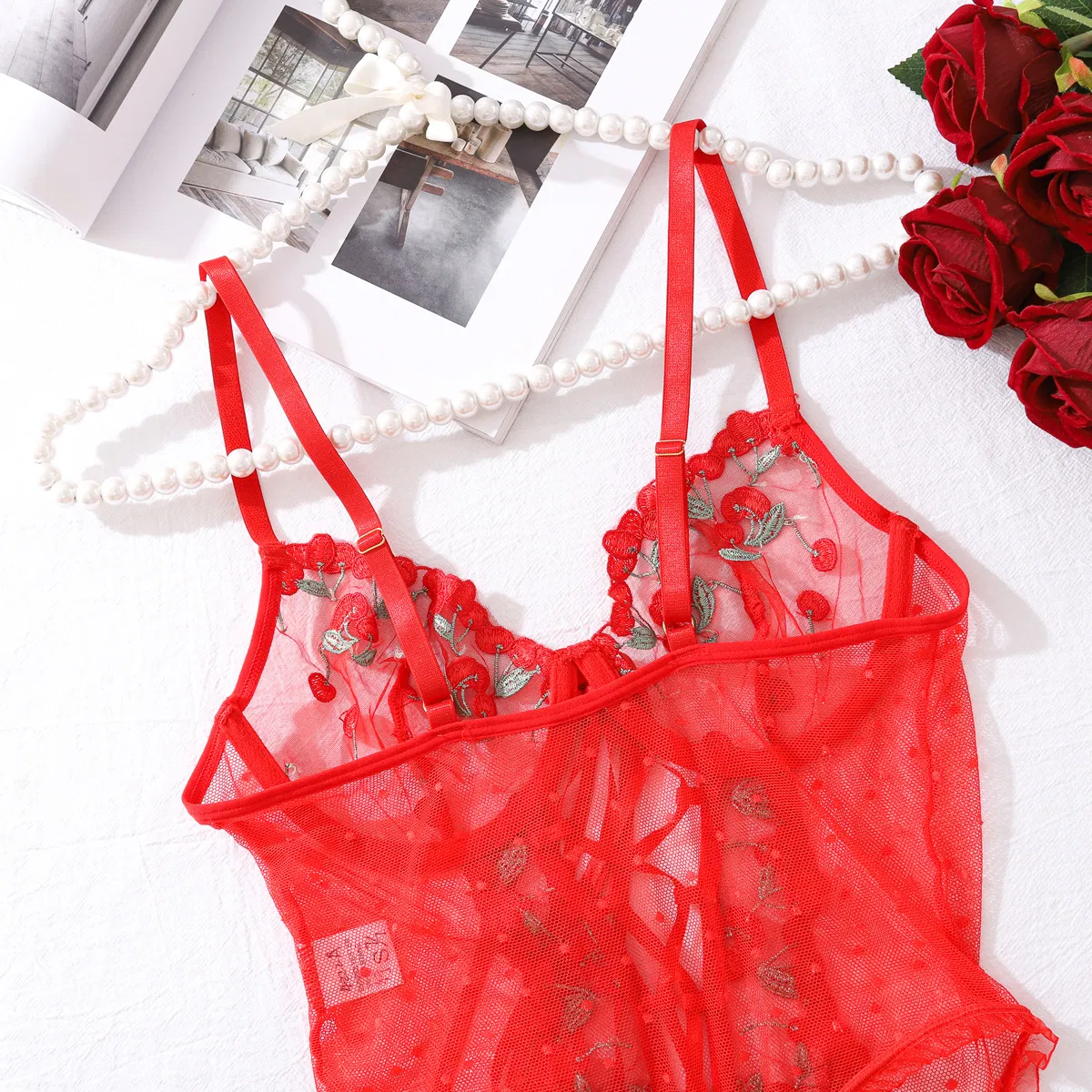 Sexy Deep V Women's Lingerie Set New Arrival Suspender Embroidery Bodysuit