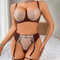New Fashion See-Through Embroidery Bra Panty Set Sexy Contrasting Color Women Lingerie