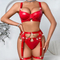 Hot PU Metal Chain Bra Panty Sets Wholesale Sexy Solid Color Woman Lingerie