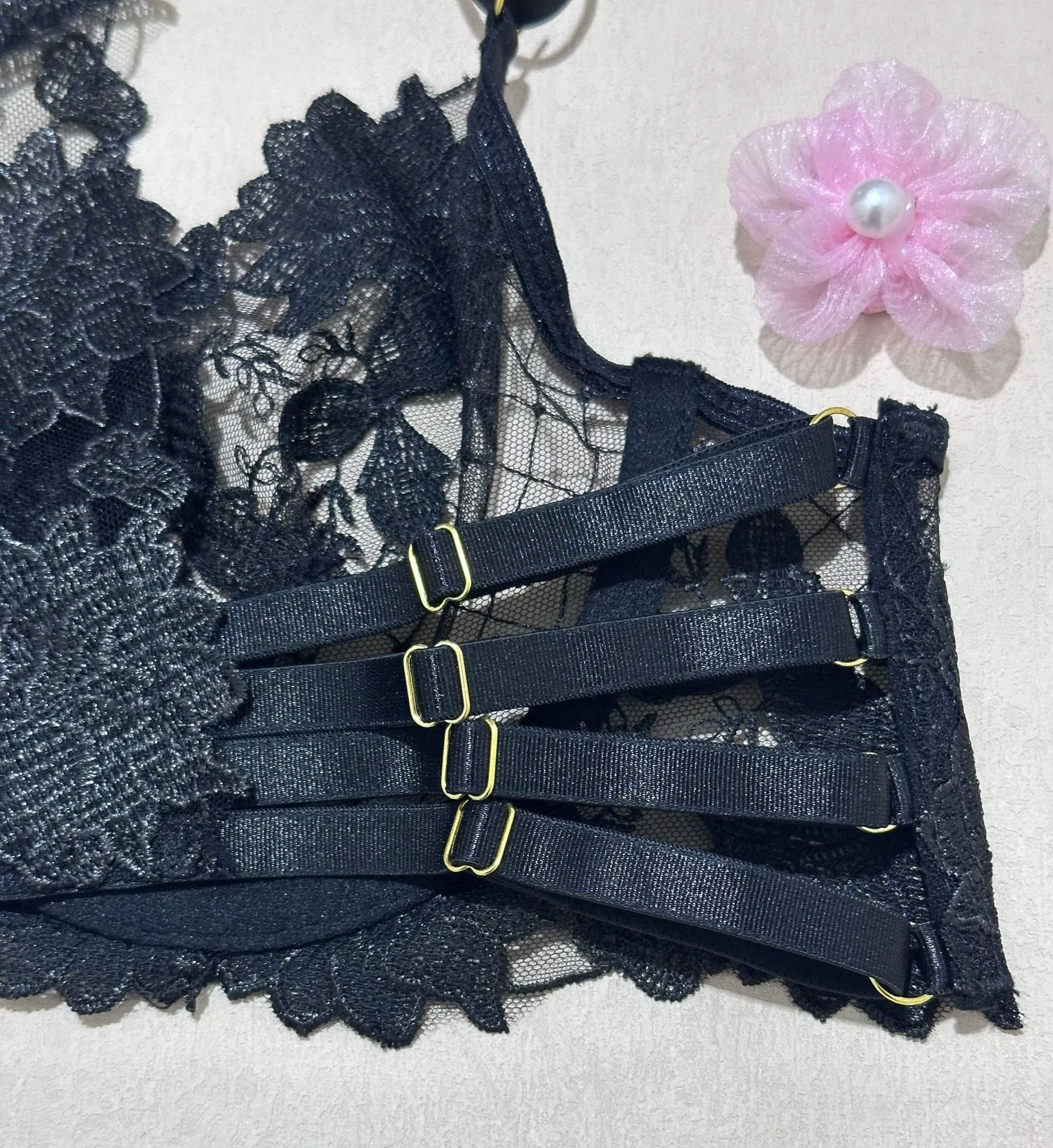 Sexy Luxury High Quality Transparent Bra Set Hot Embroidered Flower Women Lingerie