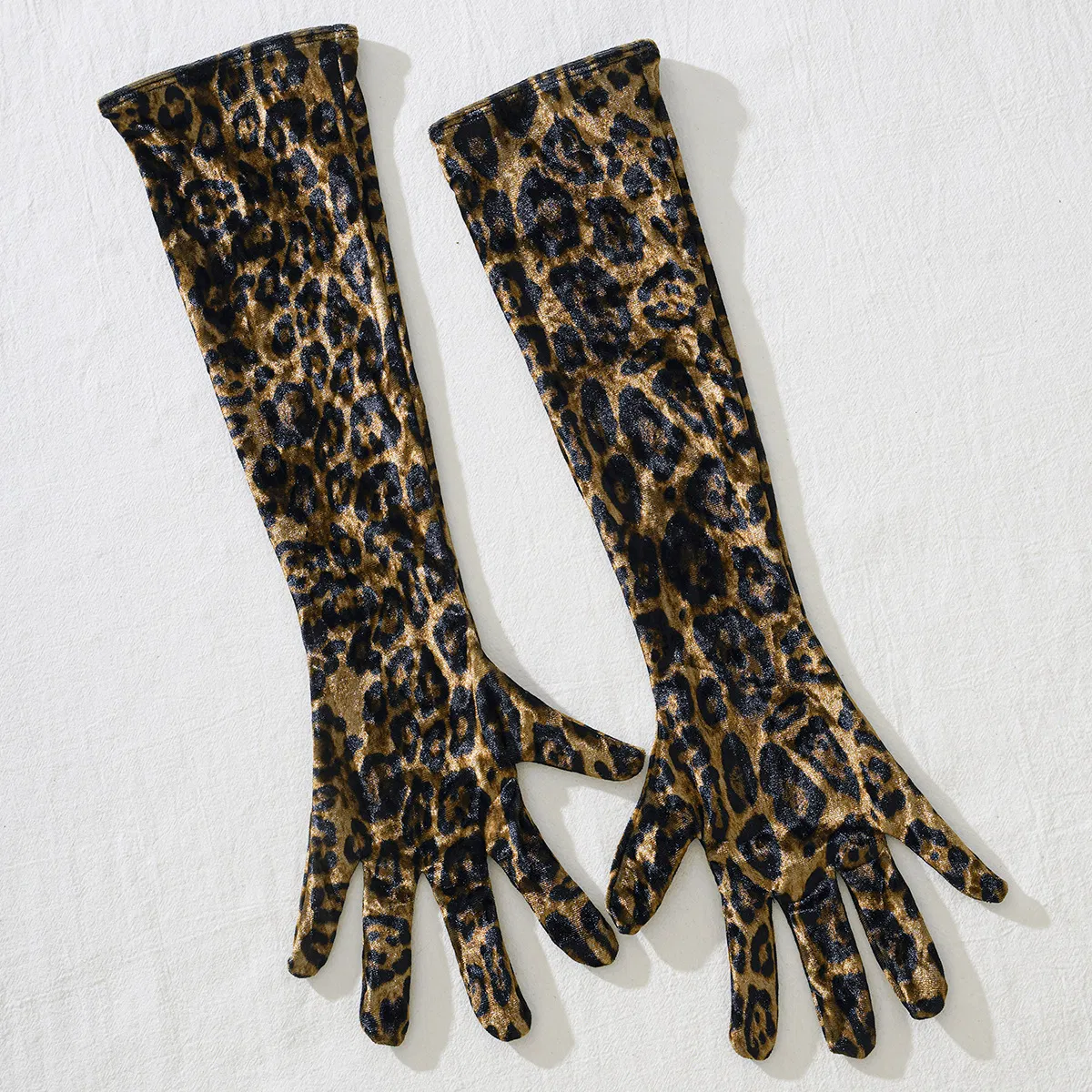 Wholesale Halter Deep-V Backless Underwear Set with Gloves Sexy Leopard Print Lingerie