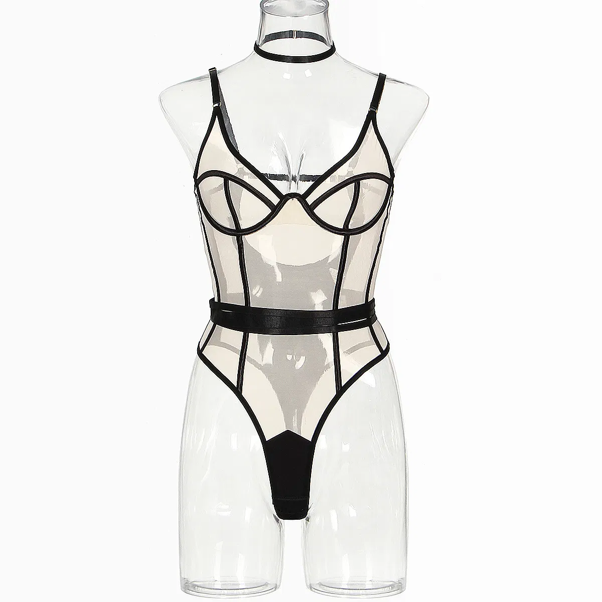 New Style Exotic See-Through Mesh Bodysuit for Woman Hot Tight One Piece Lingerie
