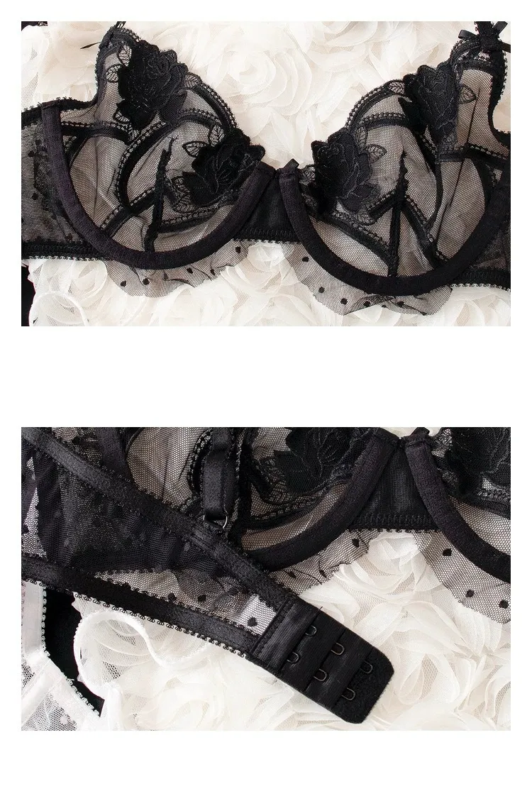 Wholesale See-Through Lace Romantic Anti-Sagging Thongs Breathable for Women Soft Bra Ultra-Thin Set Sexy Underwear Lingerie