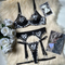 Wholesale Leopard Print Underwear Set Sexy Mesh See Through Women Lingerie