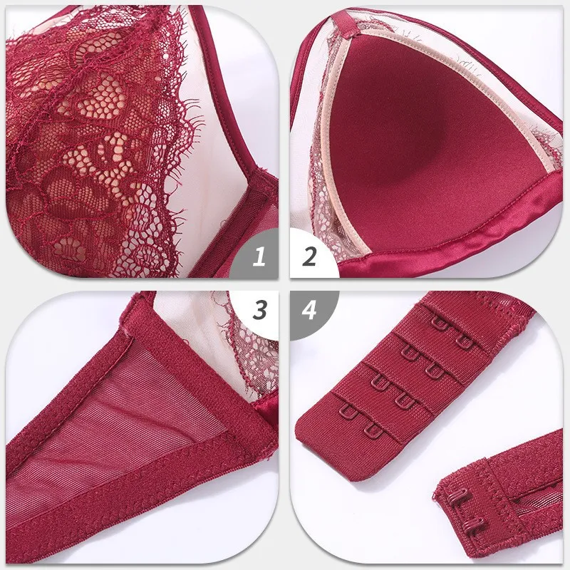 2025 French Embroidery Eyelash Lace Trim Sexy Breathable Gathering for Women Soft Bra Ultra-Thin Set Sexy Underwear Lingerie