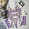 Sexy See-Through Embroidered Mesh Woman Bra Set Hot Erotic Hanging Sock Lingerie