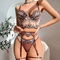 Sexy Fishbone Embroidered Lace Bra Panty Sets New Fashion See-Through Mesh Lingerie