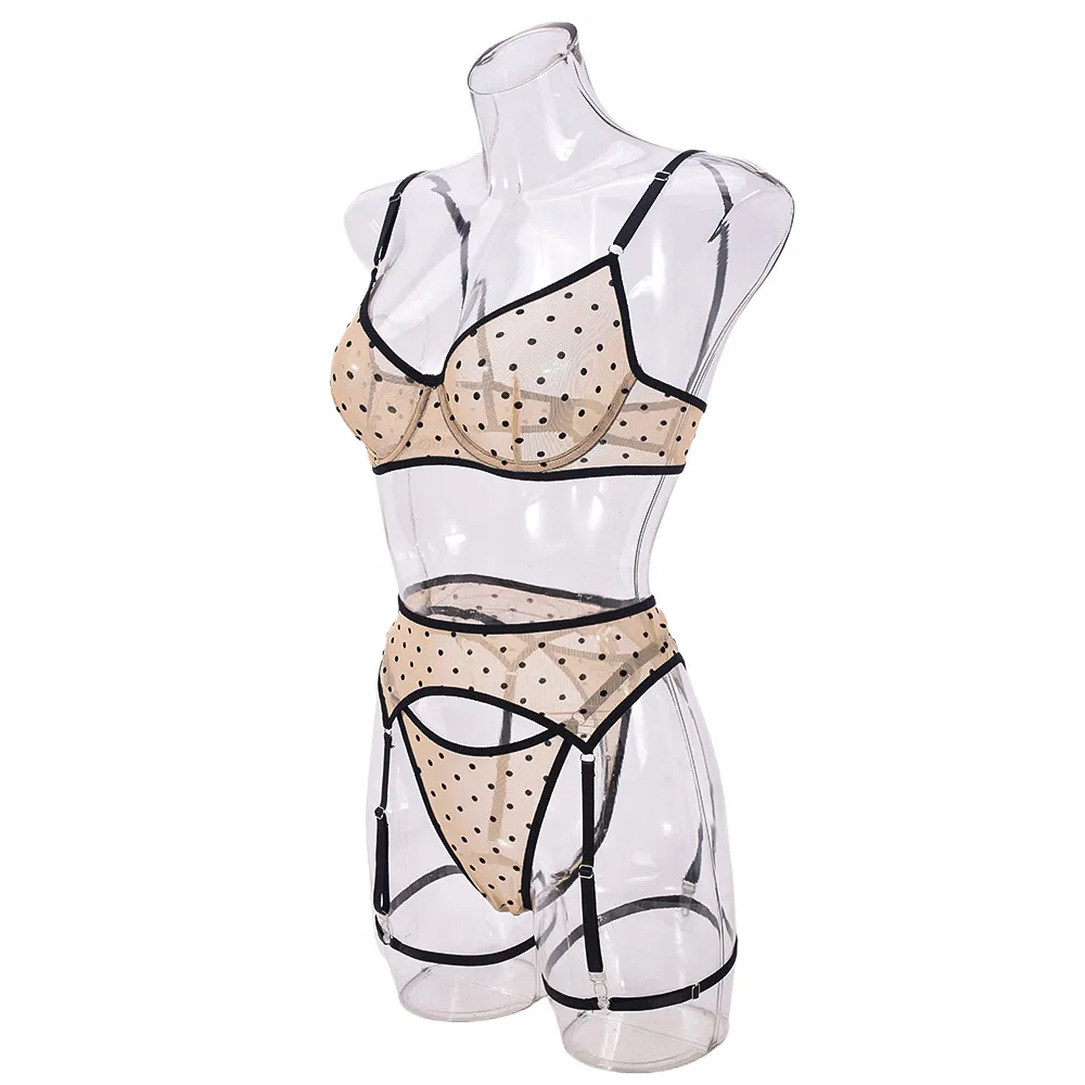 Wholesale Polka DOT Underwear Set for Woman Sexy See-Through Mesh Lingerie