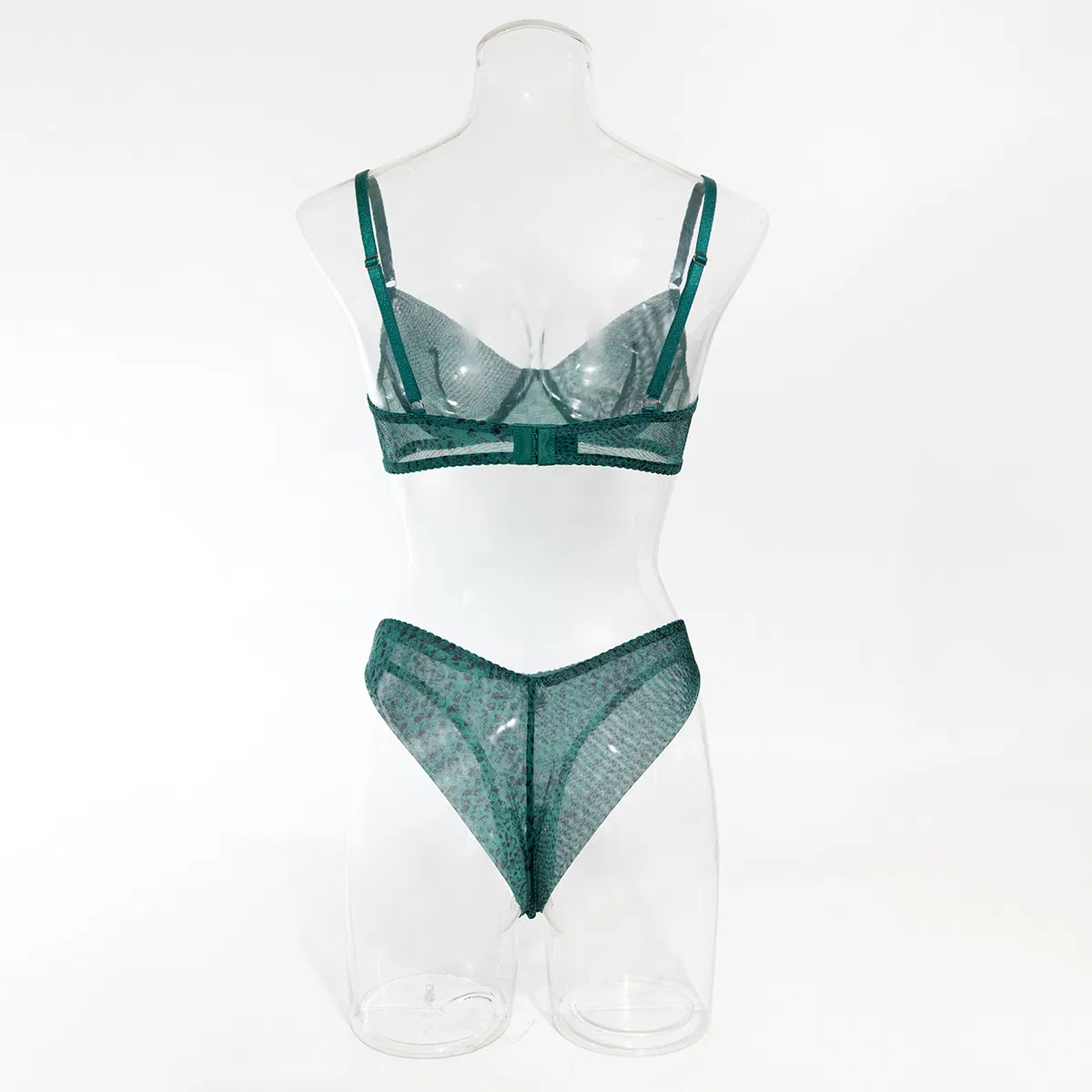 Sexy Ultra-Thin Snakeskin Pattern Bra Set for Woman Wholesale Transparent Mesh 2 PCS Lingerie