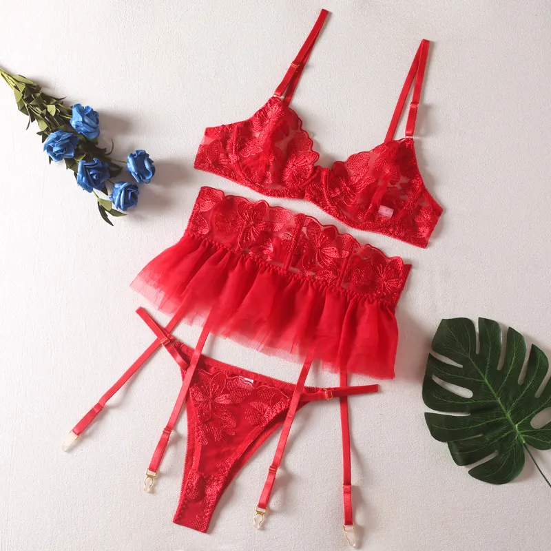 Women Sexy Newest Underwear Set Wholesale Transparent Mesh Skirt Lingerie
