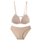 Sexy Wireless Underwear Triangular Cup Free Size Solid Seamless Push up Bra Set for Women