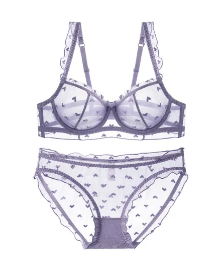 High Quality Sexy Bra Lingerie Set Cute Heart Pattern Erotic Lace Ladies Underwear