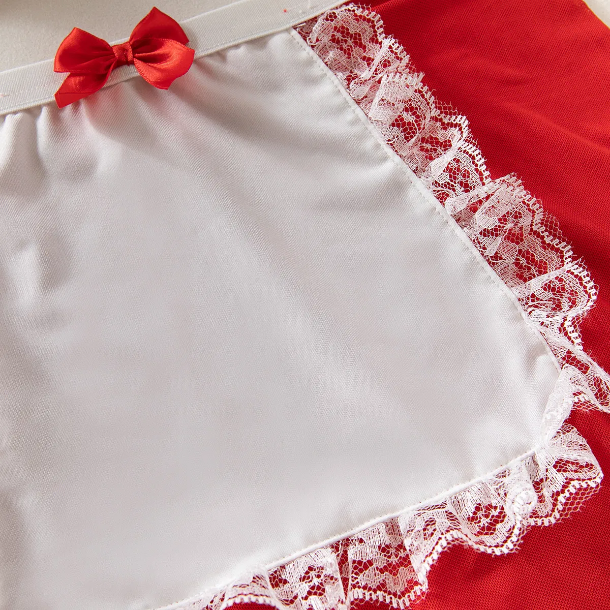 Sexy Perspective Mesh Halter Neck Underwear Set New Arrival Erotic Bow Maid Woman's Lingerie