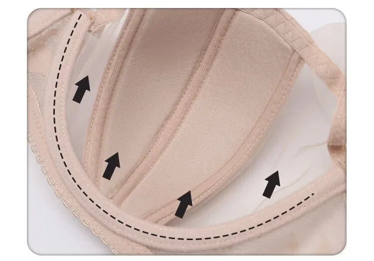 French Smooth Anti-Sagging Lace Trim Sexy Breathable Gathering for Women Soft Bra Ultra-Thin Set Sexy Underwear Lingerie