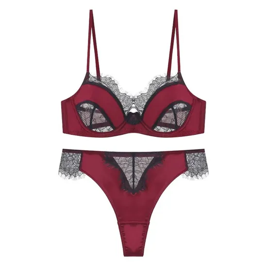 Wholesale High Quality Women Underwear Set Sexy Lace Sheer Transparent Lingerie