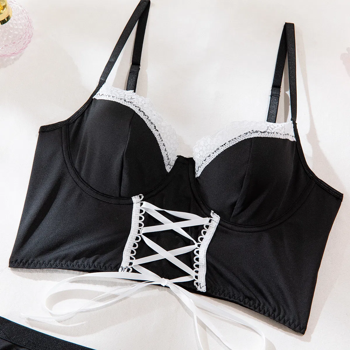 Sexy Cross Strap Dress Underwear Set Wholesale Temptation Maid Four Piece Lingerie
