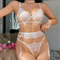 Black Luxury Sexy Erotic Suspender Underwear Three-Piece Set Ladies' Romantic Embroidered Lace Lingerie