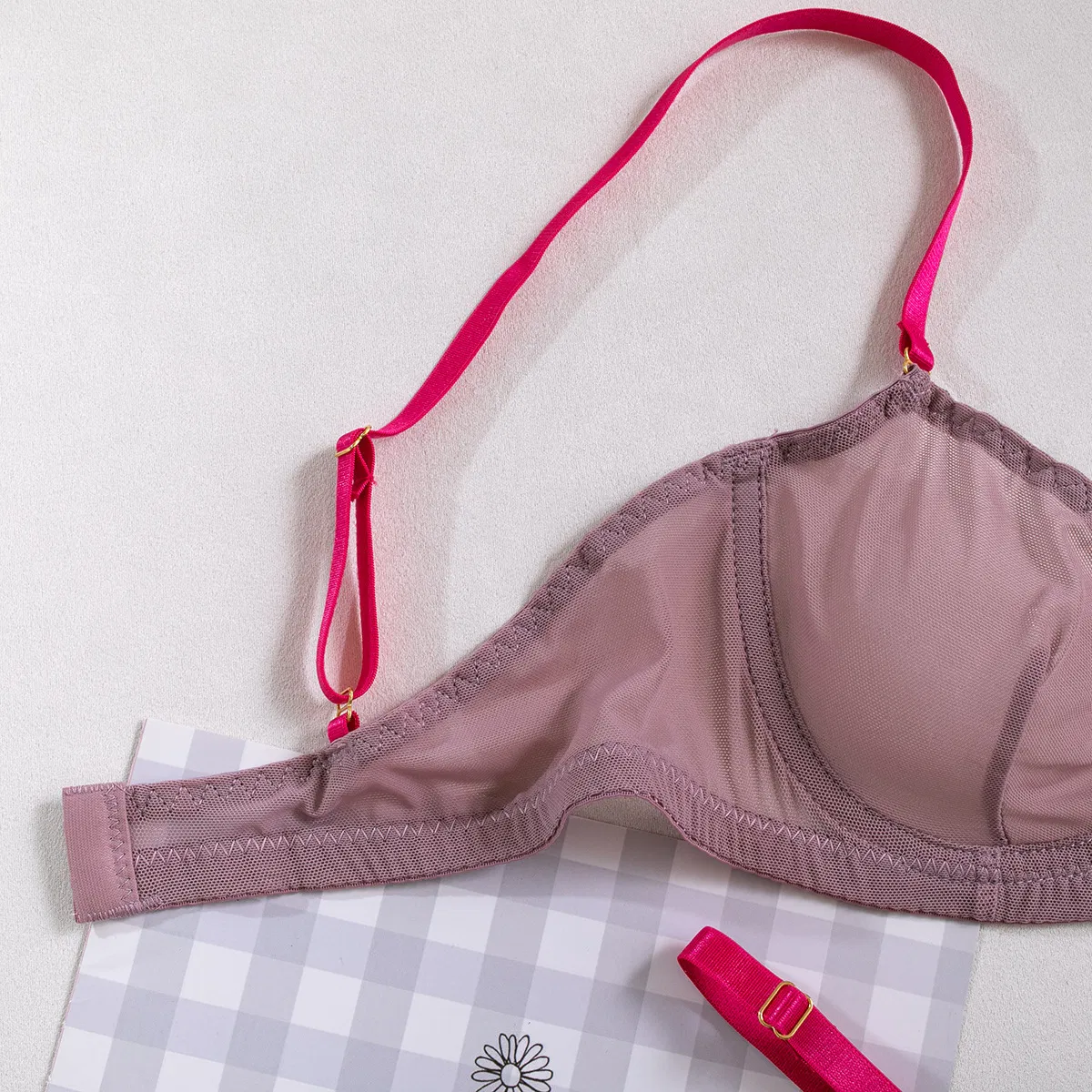 Sexy Transparent Mesh Two-Piece Underwear Set Wholesale Comfortable Solid Color 2PCS Lingerie