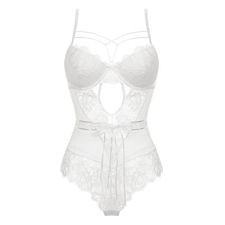 Wholesale Sexy French Bow Transparent Lace Lingerie Factory Directly Women Bodysuit