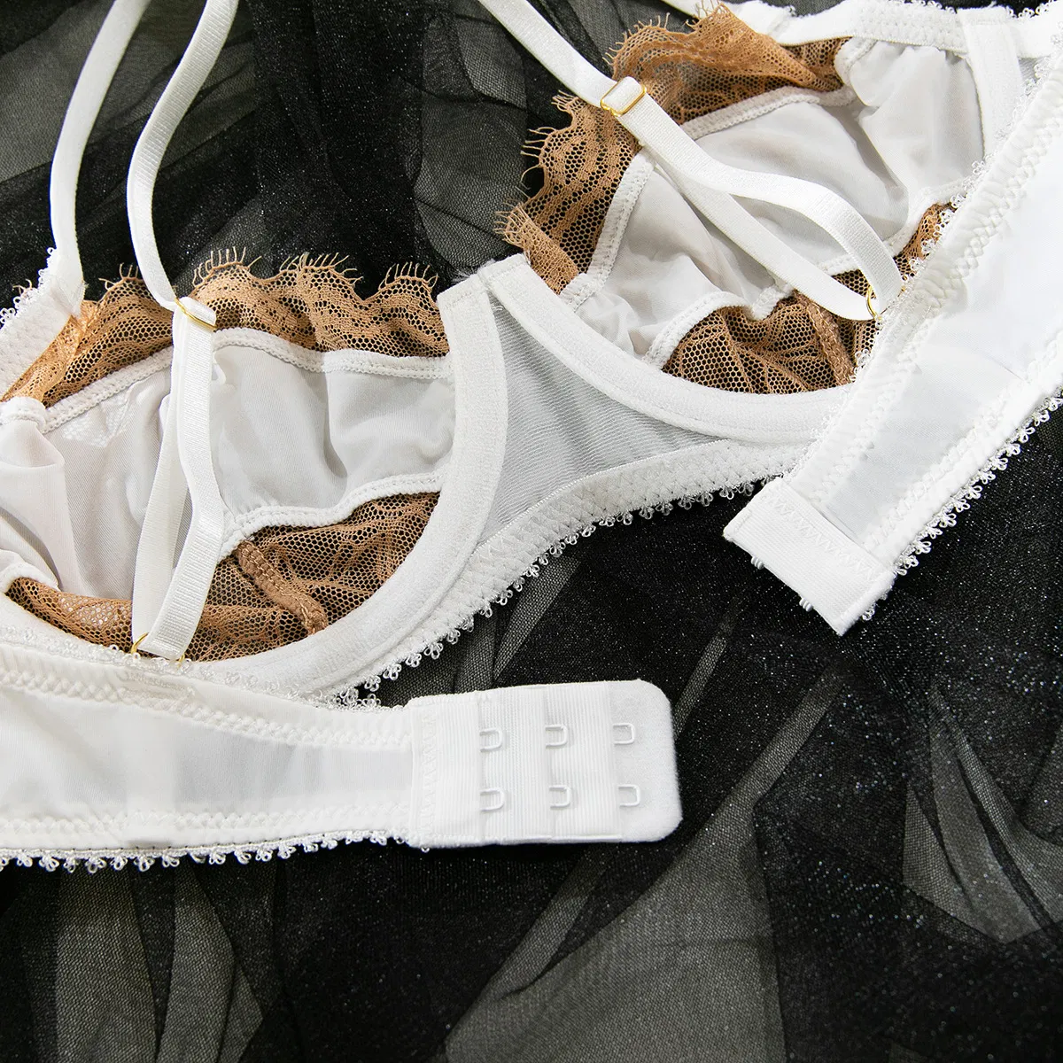 Wholesale Ultra Thin Underwear Set Sexy Flower Embroidery See Through Lingerie