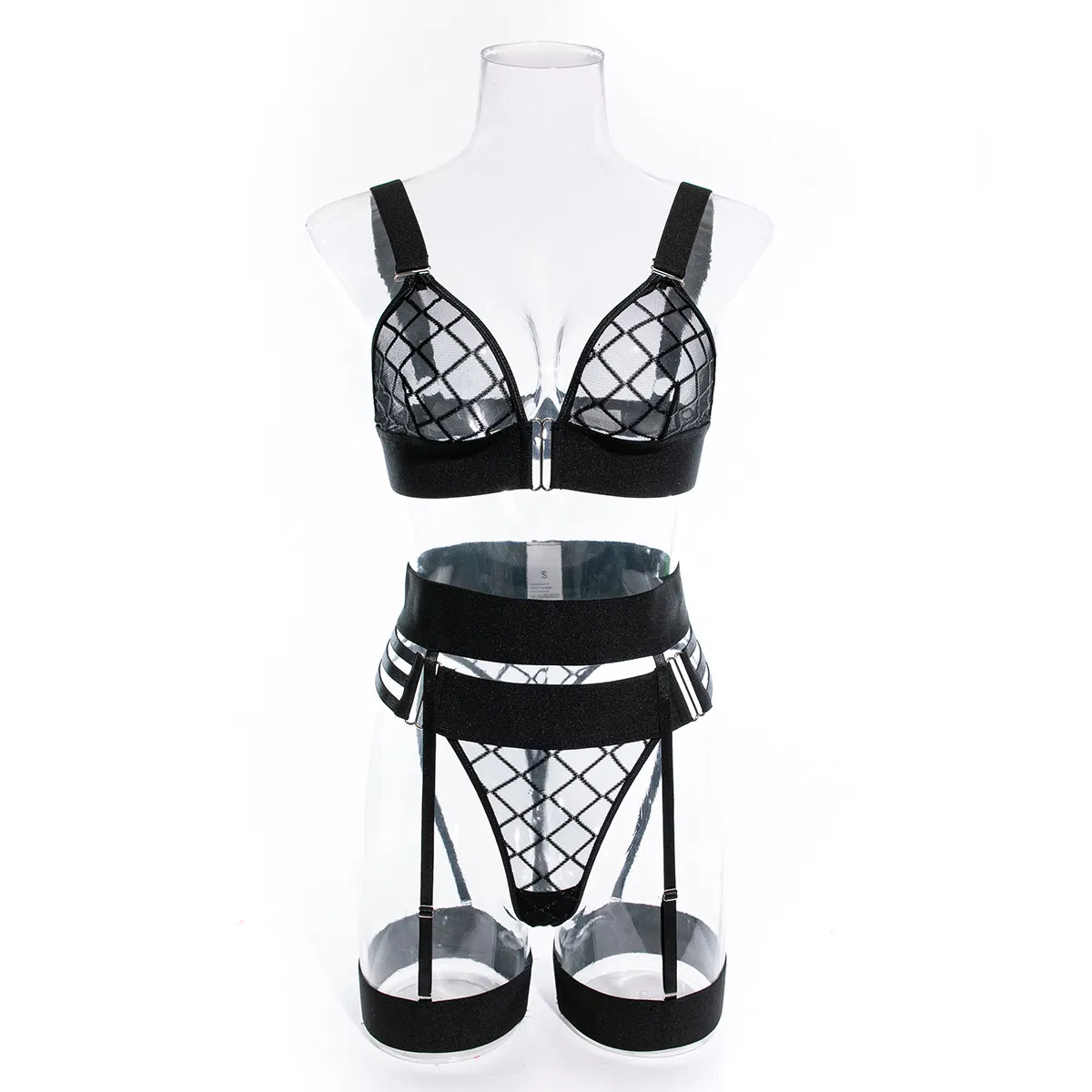 Wholesale Ladies Erotic Garter G-String Underwear Hollow Lace Women's Sexy Bra Adult Hot Sheer Lingerie