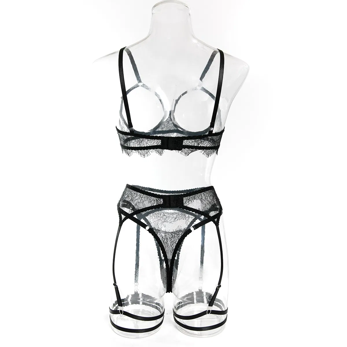 Sexy Eyelash Lace Hollow out Underwear Set Wholesale Embroidery Solid Color Lingerie