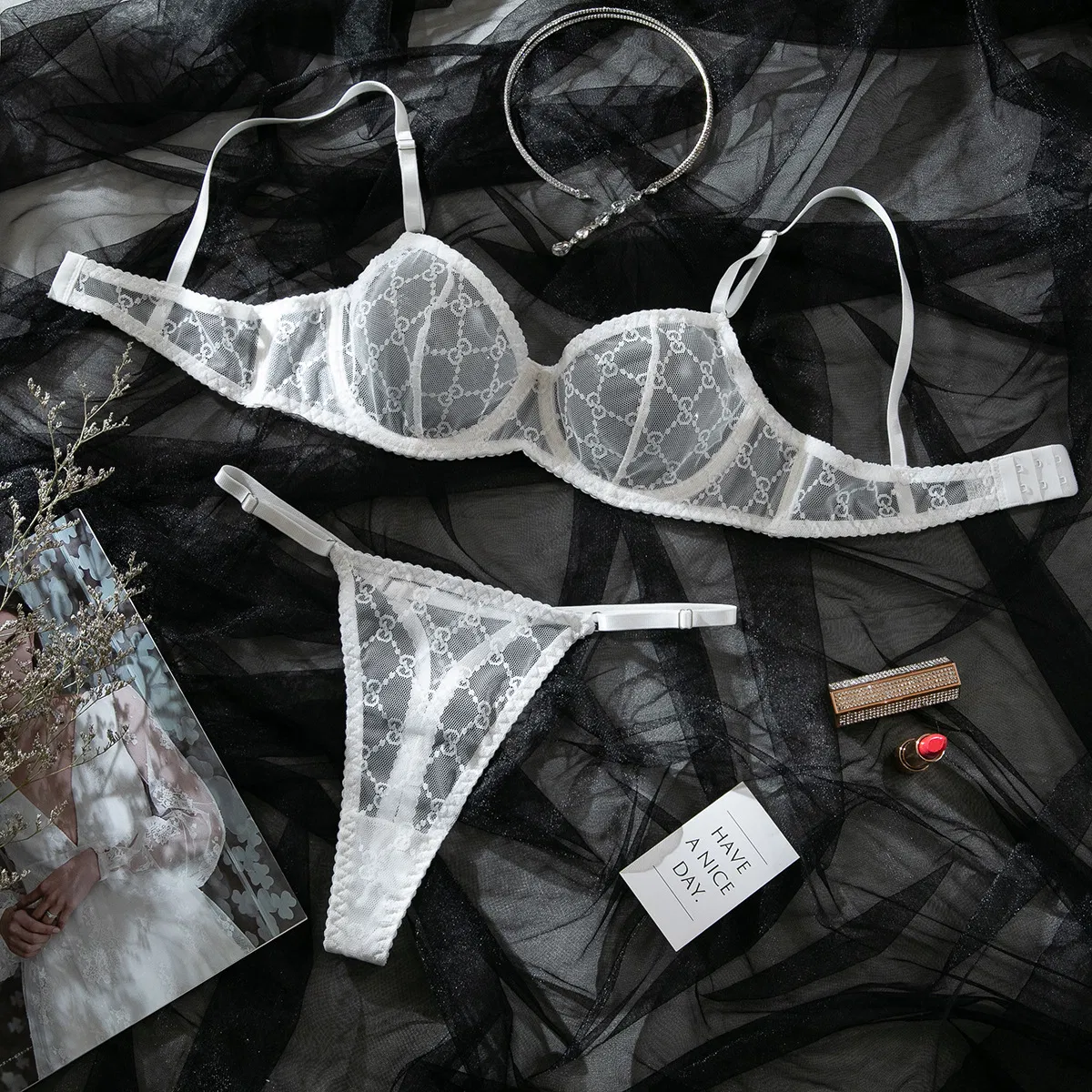 Wholesale Ladies Underwear Set Sexy Newest See-Through Mesh Women Lingerie