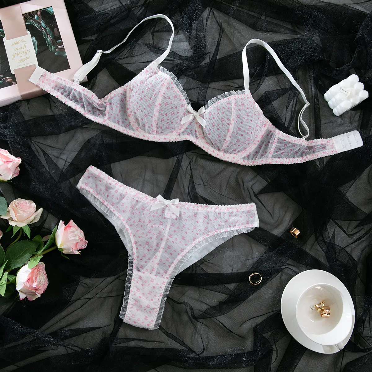 Wholesale See-Through Mesh Underwear Set Sexy Plus Size Woman's Lingerie