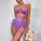 Sexy Transparent Mesh Solid Color Bra Set with Dress Wholesale Luxury Women Lingerie
