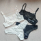 Wholesale Women Sexy Floral Embroidery Sheer Mesh Tube Top Bra & Panty Lingerie Set