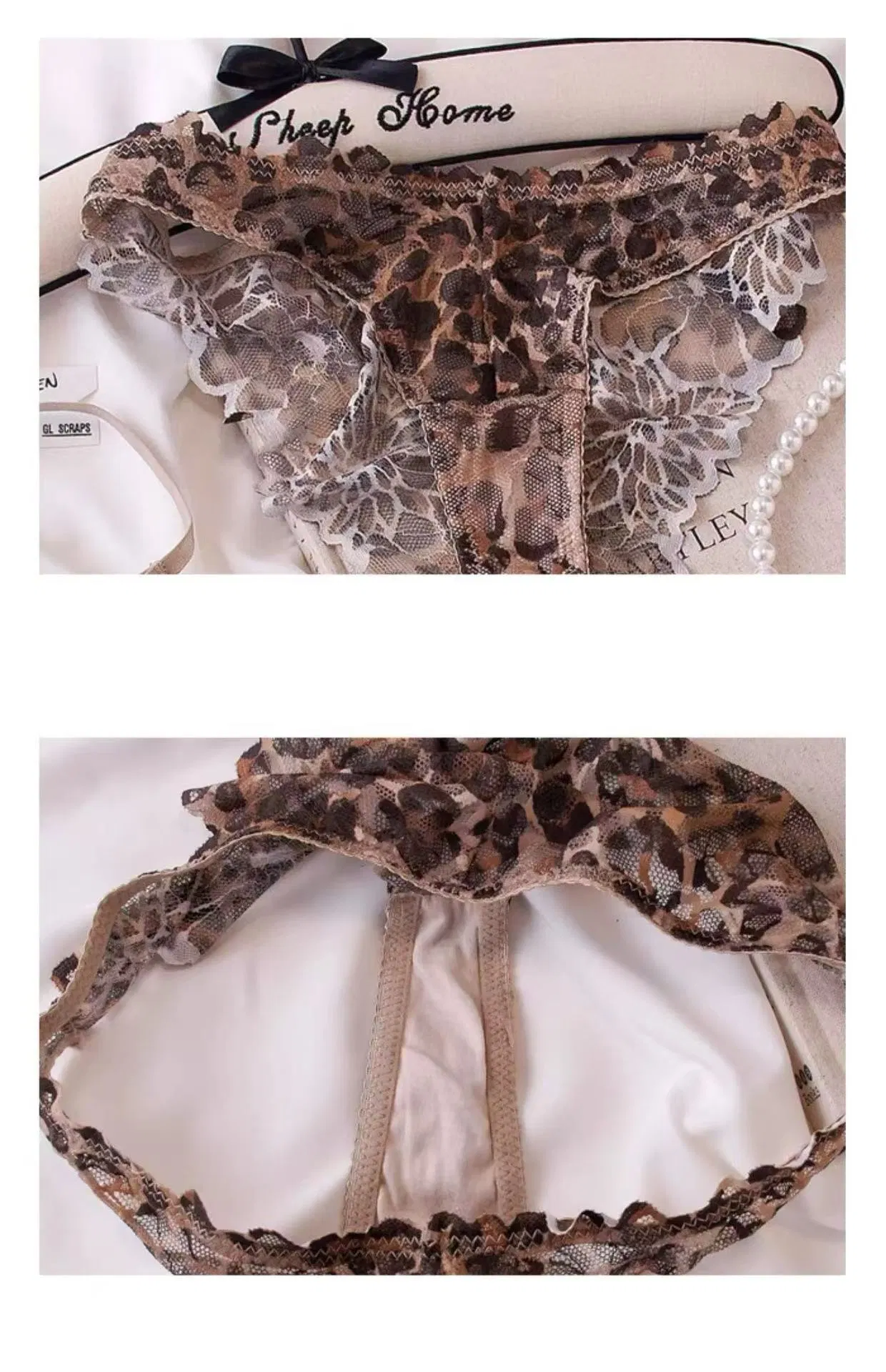 Hot Sell Sexy Cheetah Print Underwear Ultra-Thin for Women French Lace Bra Set Lingerie