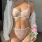 Embroidery Lace Trim Sexy Breathable Bra Erotic See-Through Mesh for Women Soft Underwear French Ultra-Thin Set Lingerie