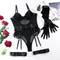 Sexy See-Through Mesh One-Piece Bra Set with Gloves Hot Sale Solid Color Bandage Lingerie