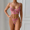 Wholesale Fishbone Transparent Mesh Bra Set Sexy Flower Embroidered Thin Woman Lingerie