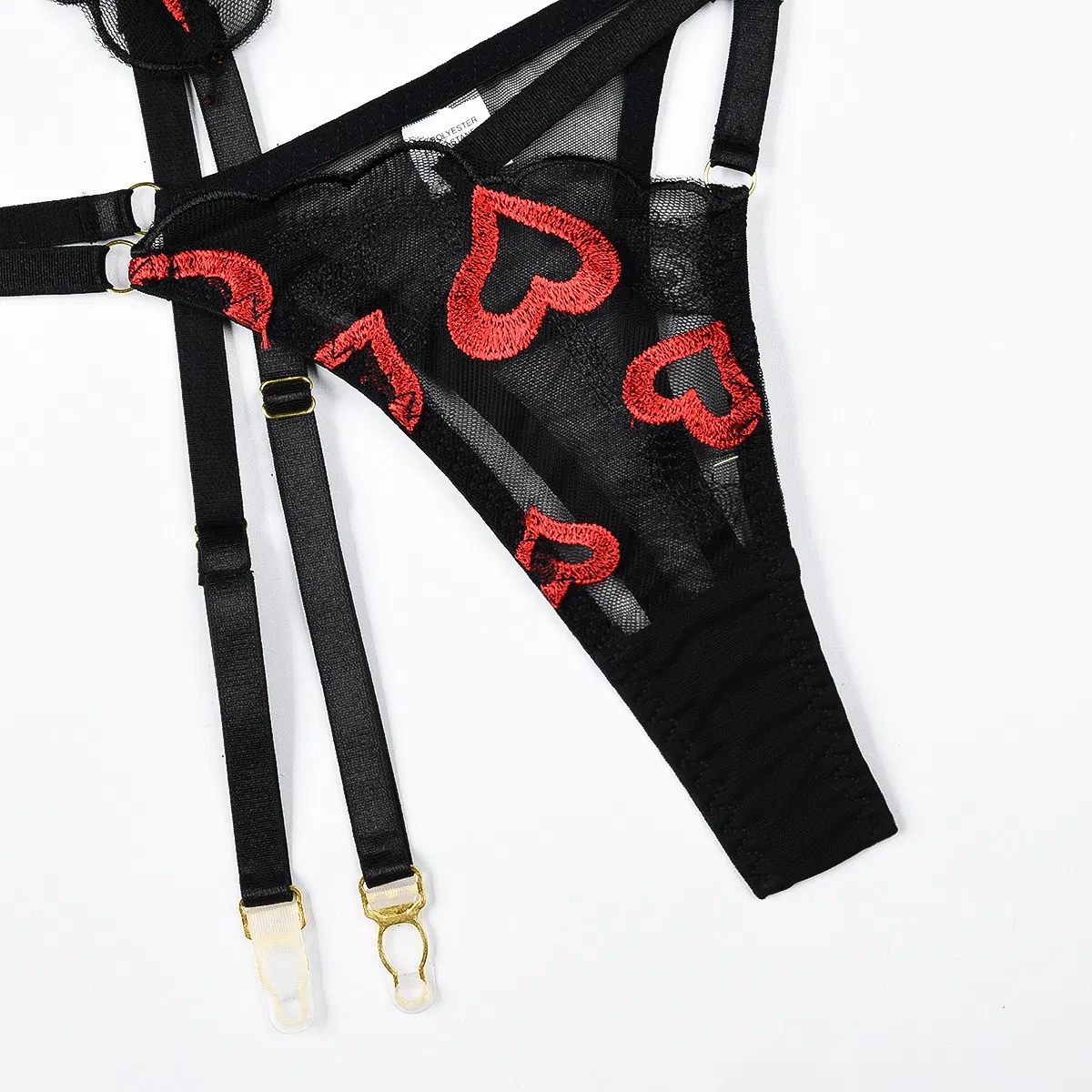Sexy See-Through Mesh 3 Piece Bra Set Hot Selling Embroidery Woman Lingerie